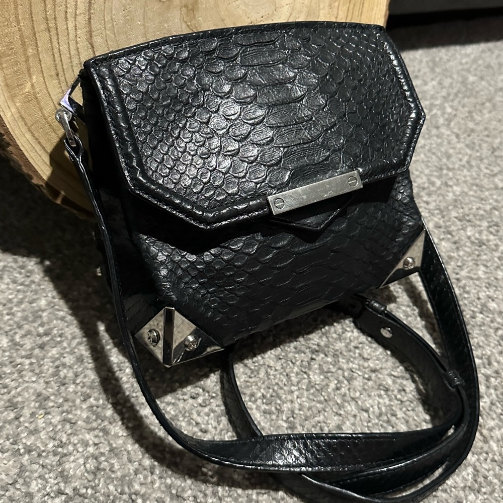 Alexander Wang Marion Python Embossed Black Silve… - image 2